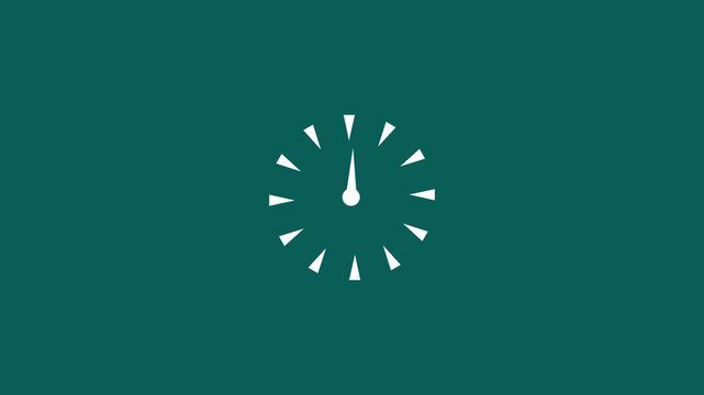 Minimal clock icon animation spinning clockwise on sine background, Animated speed gauge needle gauge indicator motion graphic