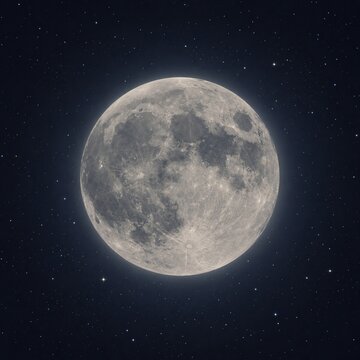 Full moon night with stars, serene peaceful atmosphere.