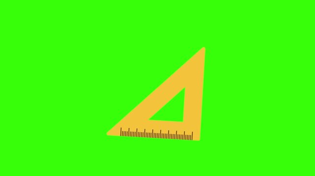 Animated Yellow Triangle Ruler Loop on Green Screen Background