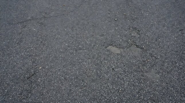 Asphault texture showing cracked and weathered surface of an old gray road with small potholes and rough grainy details