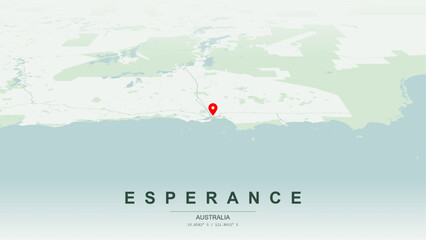 Modern minimalist vector map of Esperance, Western Australia. High-quality scalable illustration of Esperance geographic boundaries along Esperance Bay foreshore, Esperance Port for posters design. © AliRza