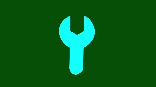 Animated sine  wrench icon on dark background for settings repair tools maintenance service optimization support and UI UX graphic design