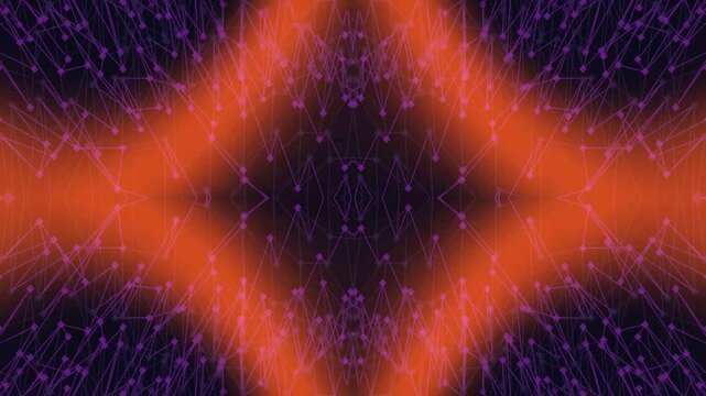 Glowing orange diamond shapes with purple digital network connections create a futuristic seamless motion background.