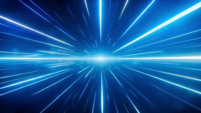 Bright blue light speed motion tunnel effect creating a dynamic digital animation for sci-fi video projects