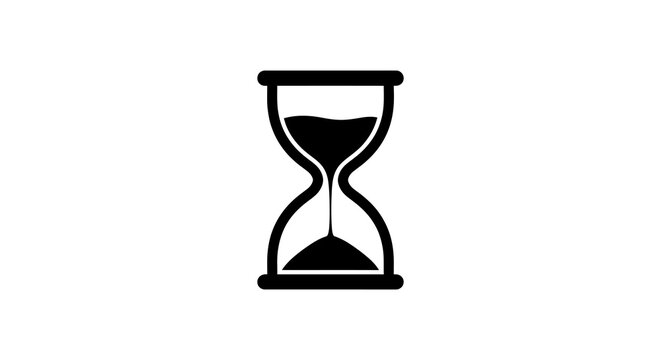 Hourglass With Sand Black Silhouette On White Background
