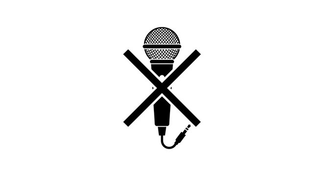 Microphone With Crossed Lines Silhouette mic vocal audio