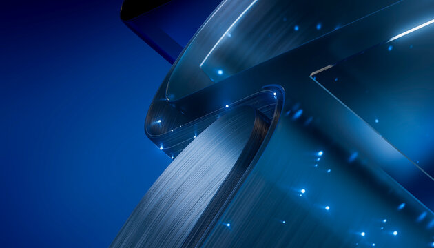 3D metallic signal fold with blue glow and layered texture.