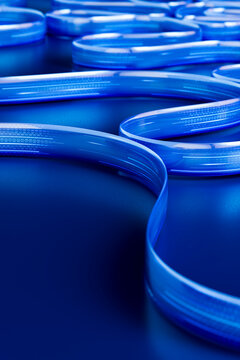 3D data ribbon closeup with blue curves and binary detail.