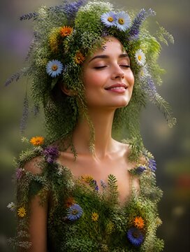 Benessere, salute fisica e mentale: dieta vegetariana con erbe officinali  fiori e naturali