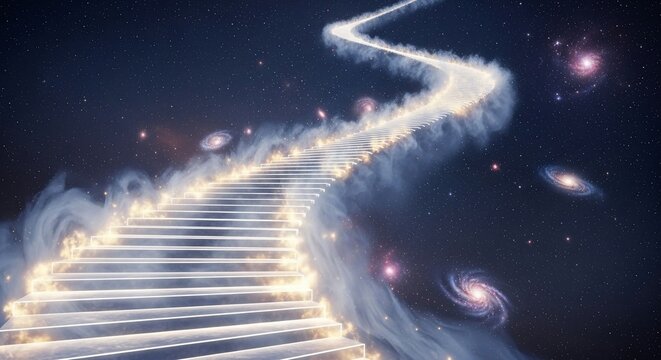 Stairway to celestial realms illustration