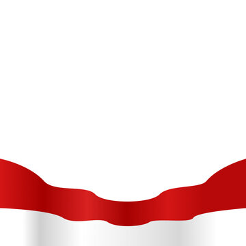 Smooth red and white bottom wave banner on transparent background