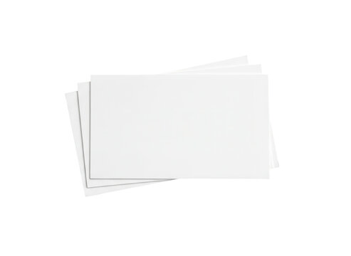 Stack of blank white rectangular paper cards for business branding or invitation design