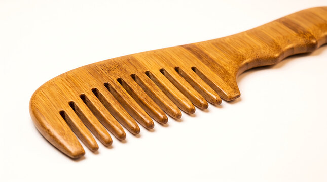 Wooden comb for hair grooming isolated on white background