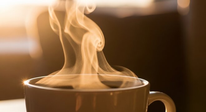 Steaming coffee cup