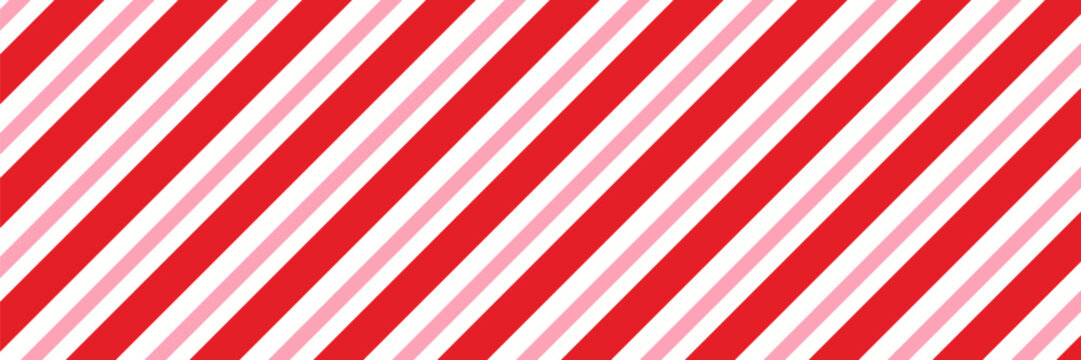 Candy cane Christmas background, peppermint diagonal stripes print seamless pattern