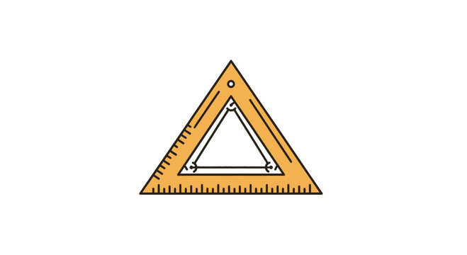 Yellow triangle ruler set square for drafting and measurement