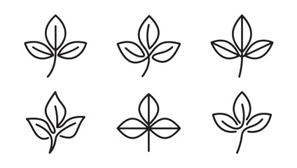 Obraz premium Minimalist botanical trefoil leaf icons hand drawn vector illustrations with botanical handdrawn illustration minimalist monochrome isolated environment vegetation collection ornament
