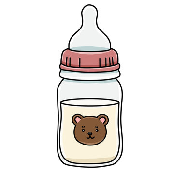 Cute bear pattern baby milk bottle newborn feeding cartoon vector