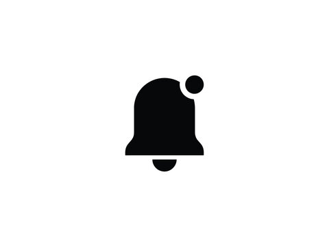 Black bell silhouette on a white background a simple graphic representation of notification alert signal chime ringer alarm