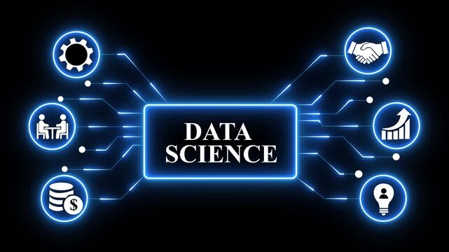 Data Science concept.Classification, Analysis, Statistics, Decision, Structure, Algorithm, Process, Solving, Knowledge.4k technical animation video.4k