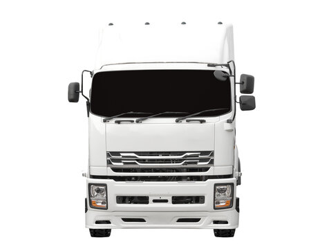 White trucks front view isolated on white background.
