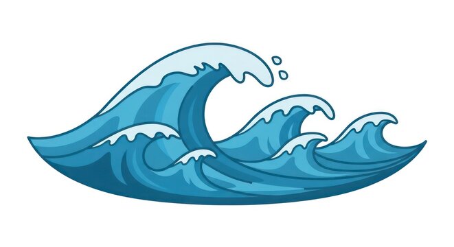 Three curling ocean waves in a stylized graphic design