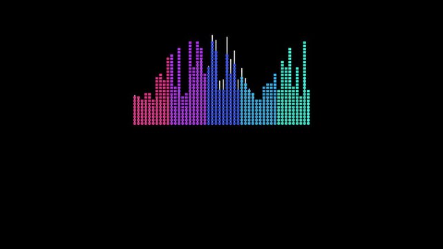 Colorful Audio Spectrum Visualizer on Black Background.
