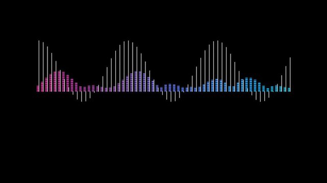 Abstract Colorful Sound Waveform Visualization on Black Background.