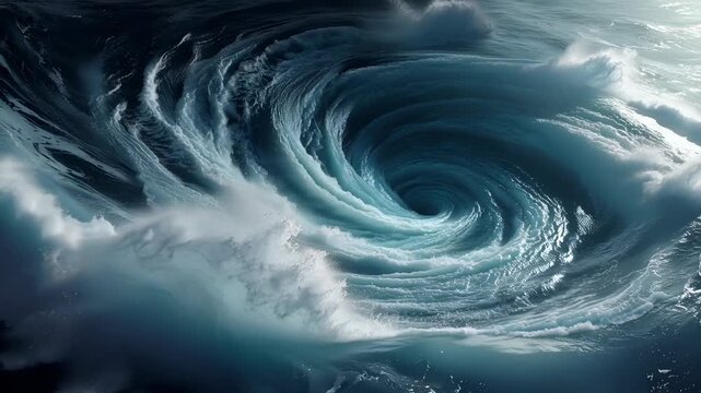 Ocean vortex swirls in dark water
