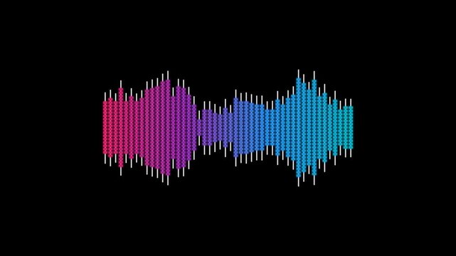 Abstract Sound Waveform Visualization With Gradient Colors On Black Background.