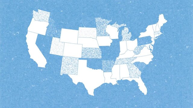 USA Map Reveal Animation - blue paper