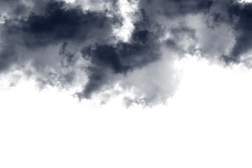 Fototapeta premium Dark Blue Watercolor Cloud Border on White Background Hand Painted Sky Texture with Copy Space