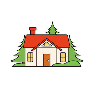 Simple home with chimney icon modern property symbol