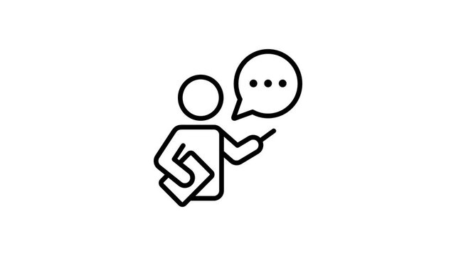 Teacher, advisor, mentor or guide animated icon. Coach, guidance, instruction, learning, tutoring education animation symbol. 4K video with alpha channel