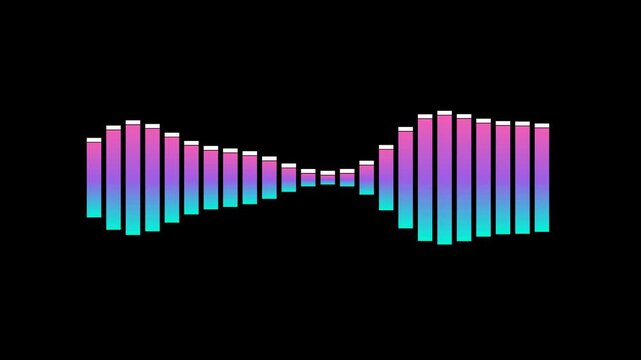Abstract Sound Waveform Visualization with Neon Colors on Black Background.