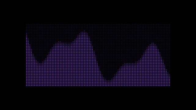 Abstract purple sound wave equalizer visualization on black background.