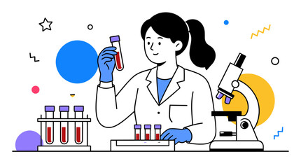 Fototapeta premium Female scientist conducting medical research in a modern laboratory setting.