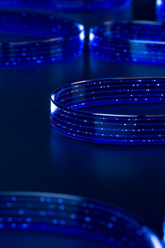 3D isolated signal loop with blue light points and space