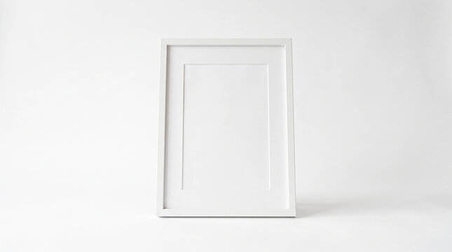 Empty White Picture Frame with Clean Border Symbolizing Minimalism, Interior Design