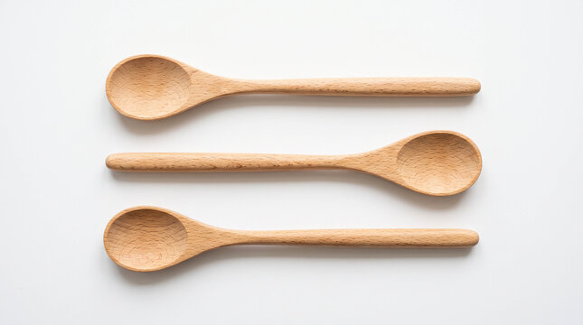 Three Wooden Spoons with Natural Texture Symbolizing Culinary Craft, Kitchenware Industry
