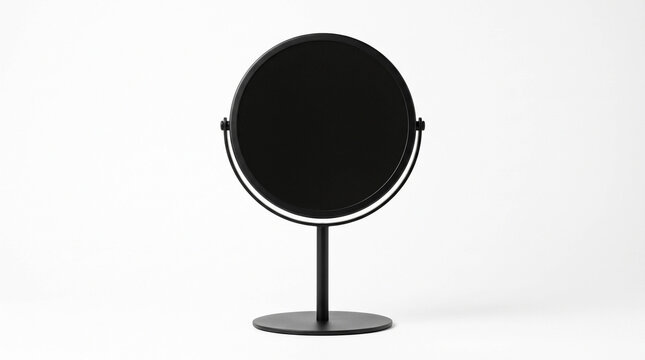 Round Table Mirror with Minimalist Black Frame Symbolizing Clarity, Interior Design