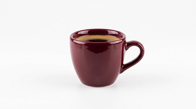 Burgundy Ceramic Coffee Cup with Fresh Espresso, Beverage and Hospitality Industry