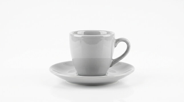 Grey Ceramic Coffee Cup with Matching Saucer Symbolizing Minimalist Lifestyle, Hospitality