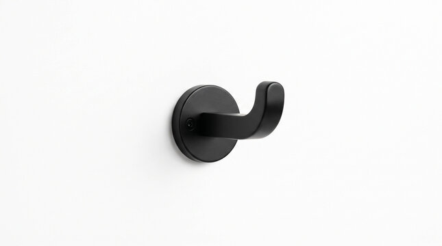 Matte Black Wall Hook with Minimalist Design Symbolizing Organization, Interior Design