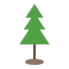 Fototapeta premium Minimalist Pine Tree Vector Icon in Green and Brown Tones