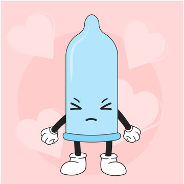Angry Condom Cartoon Character Mascot