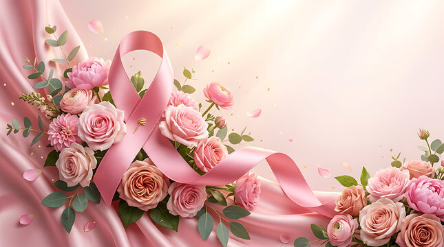 Elegant pink floral bouquet with satin ribbon. Romantic floral arrangement for celebrations.