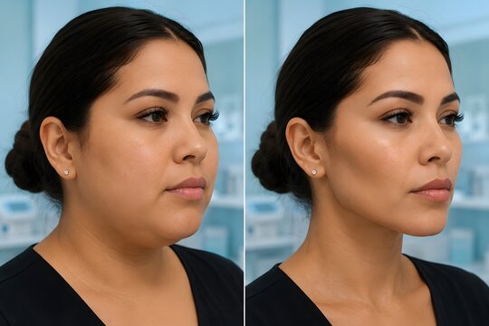 Before and after buccal fat pad removal plastic surgery mature woman cheekbones
