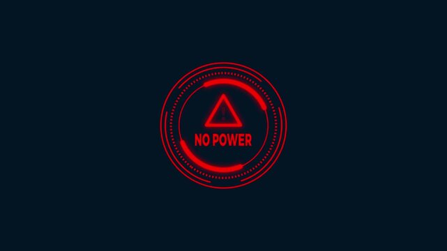 Red neon weather alert with text no power and warning symbol on transparent background.No power,no voltage blackout icon with alpha chanel.