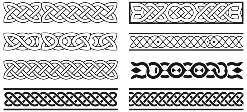 Braid Border Vector with Intricate Knot Line Patterns, Ornamental Borders, Vintage Frames and Decorative Graphic Elements